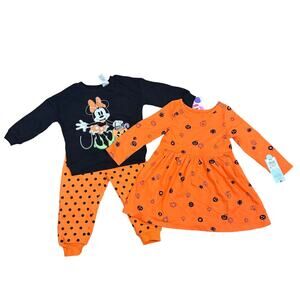 NWT Baby Toddler Girls Halloween Dress Sweatshirt Orange/Black 3 Piece Bundle